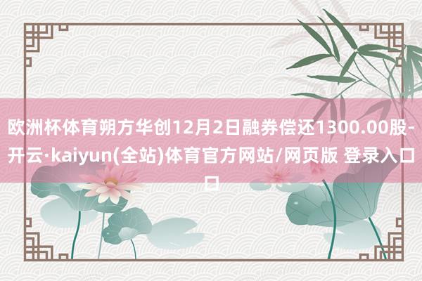 欧洲杯体育朔方华创12月2日融券偿还1300.00股-开云·kaiyun(全站)体育官方网站/网页版 登录入口
