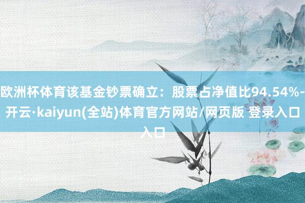 欧洲杯体育该基金钞票确立：股票占净值比94.54%-开云·kaiyun(全站)体育官方网站/网页版 登录入口