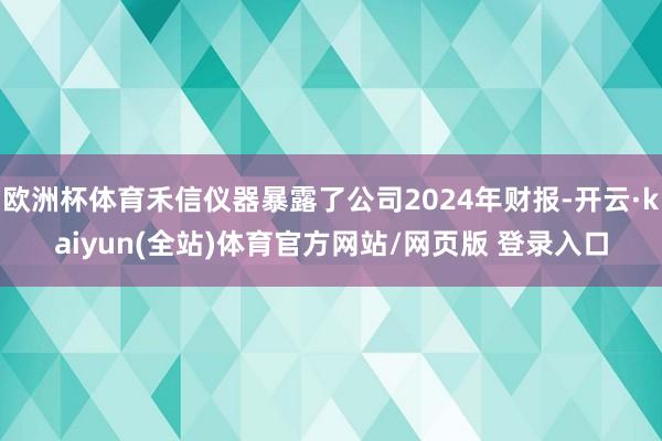 欧洲杯体育禾信仪器暴露了公司2024年财报-开云·kaiyun(全站)体育官方网站/网页版 登录入口